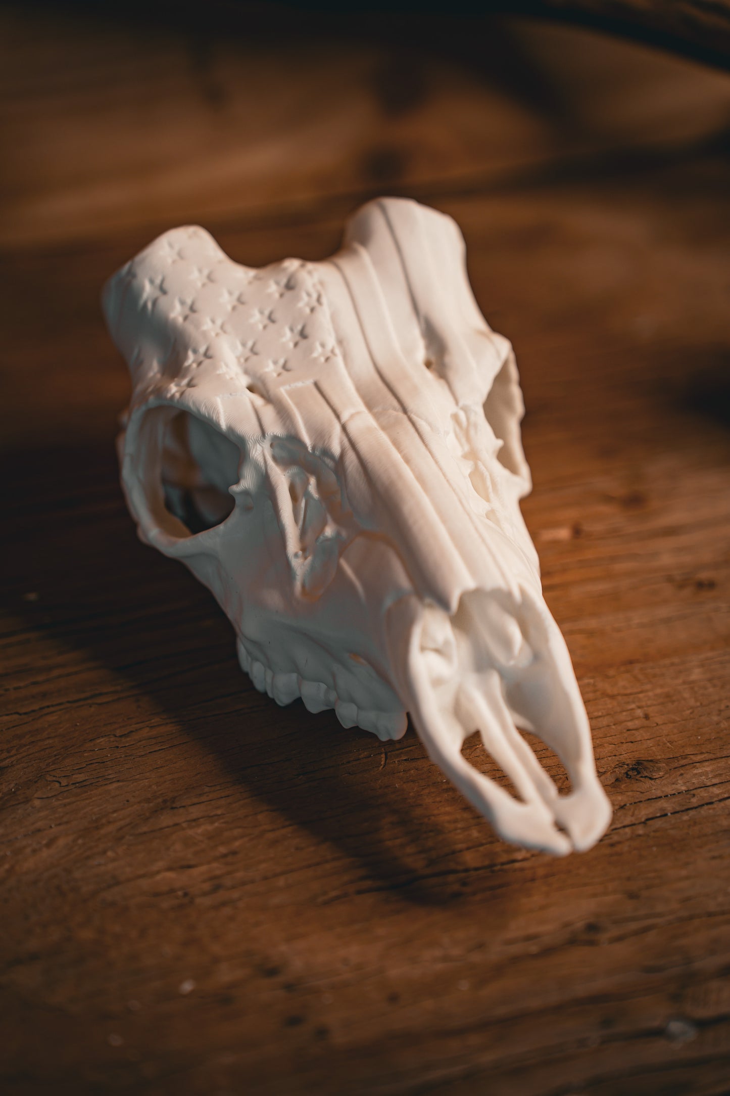 American Flag Engraved Snap Skull - Replica Mount